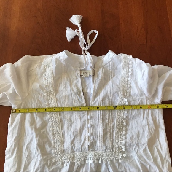 Loft | Tasseled Tie-Neck Bib Blouse - Picture 10 of 10